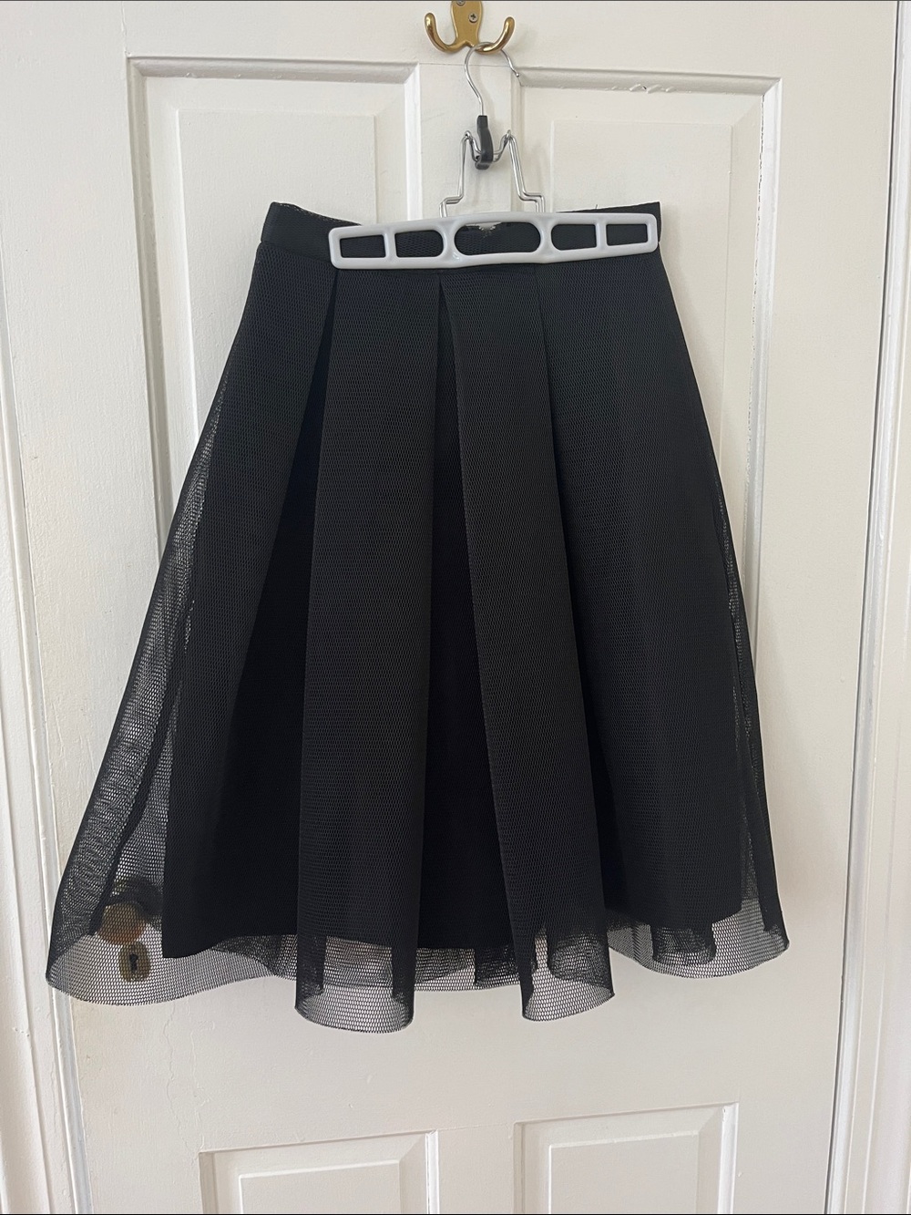 Aqua Black Circle Skirt with Sheer Overlay